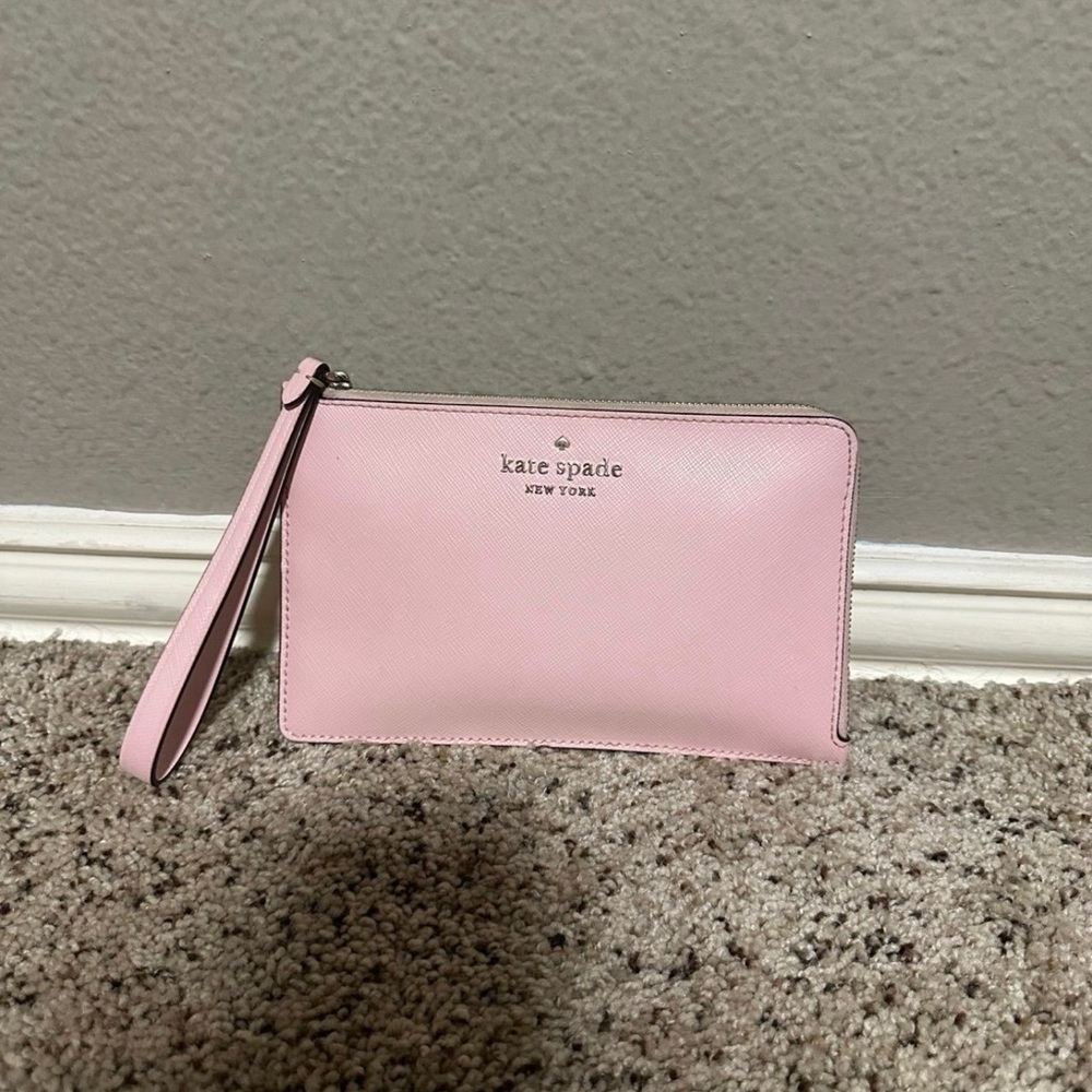 kate spade Pink Saffiano Wristlet Clutch
